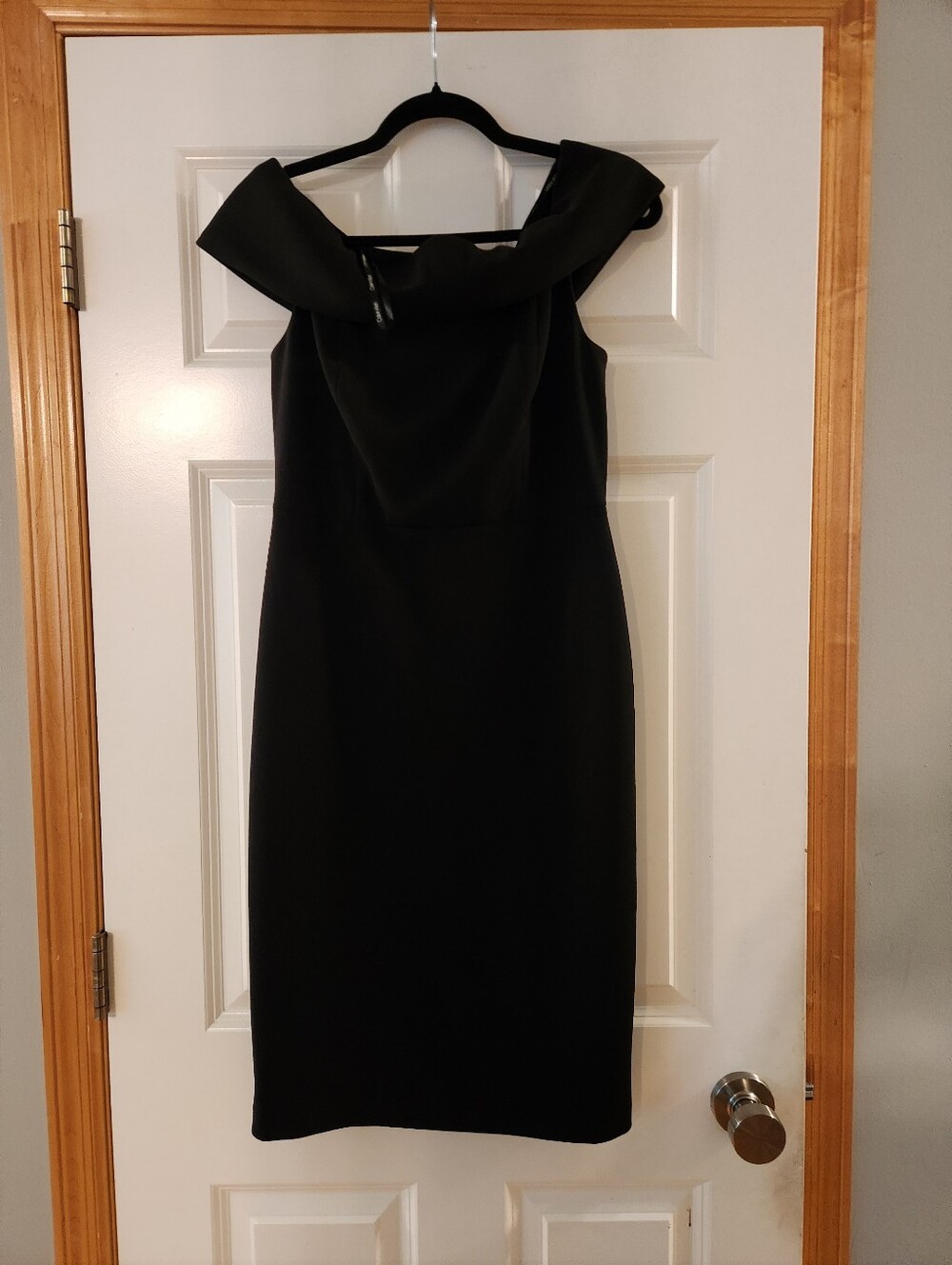 Calvin Klein Black Off-Shoulder Midi Dress